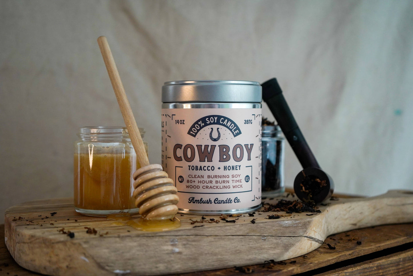 Cowboy | Tobacco + Honey 14oz Soy Candle